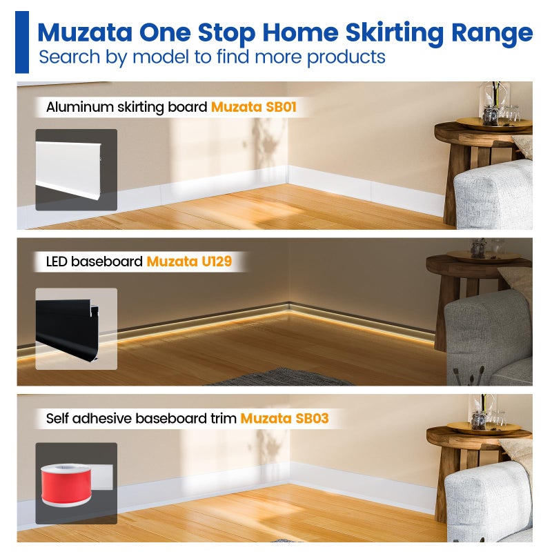 Muzata 4 Inch x 20 Feet Flexible Baseboard Trim Peel and Stick Baseboard Molding White Rubber Vinyl Molding Self-Adhesive Floor Trim SB03 - Image 5